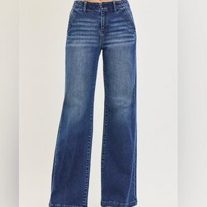 Risen High Rise Wide Leg Jeans W Slanted Pockets nwt 5